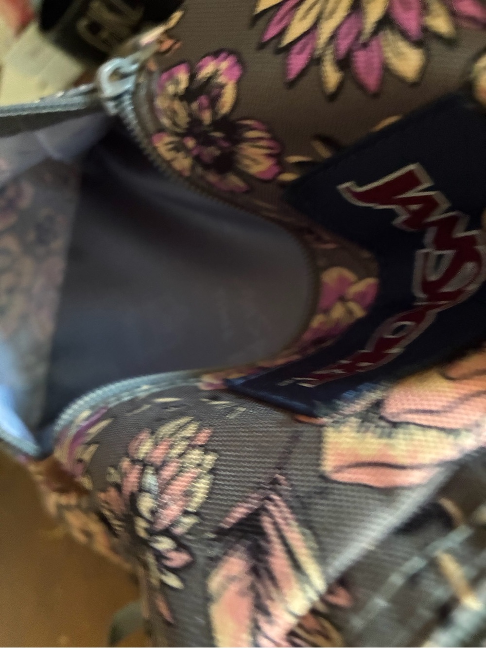 JanSport Gray Floral Backpack with Pink and Purple Flowers - Picture 8 of 8